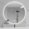 Bathroom mirror Wall-mounted Backlit Vanity Mirror,Illuminated LED, Frameless Round With Lights,Touch Switch (Warm Light Round 500mm)