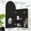 Black Arch Medicine Cabinet With Mirror, Recessed Medicine Cabinet Or Surface Mount - 16" x 27" In, Black Farmhouse Bathroom Medicine Cabinet Wit