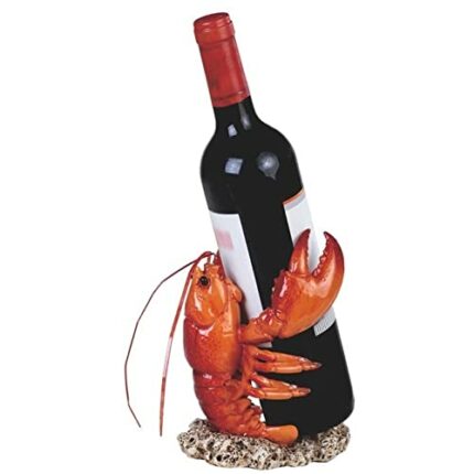 ICE ARMOR Lobster Decorative Wine Bottle Holder, Wine Rest Statue, Home Decor Wine Display Table Centerpiece for Tabletops and Counters, Wine Lov