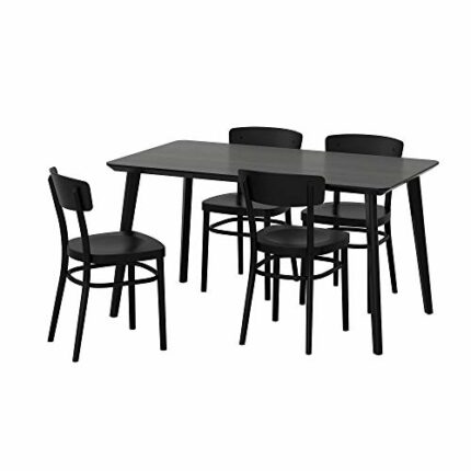 Ikea IDOLF/LISABO table and 4 chairs, 140x78 cm, black/black