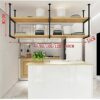 Wine Rack Ceiling Wine Rack Hanging Shelf Wrought Iron Solid Wood Wall Hanging Decorative Storage Rack,Used To Display Plants,Wine,Books,Flowers,