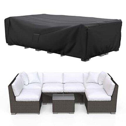 BROSYDA Garden Furniture Covers Waterproof 250x210x90cm with Air Vent, Heavy Duty 600D Rectangle Patio Outdoor Furniture Set Covers PU Coating, w
