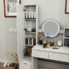 BJYXO 63" Makeup Vanity Desk with 3-Color Adjustable Touch Light,Wooden Mass Storage Vanity Mirror with 5 Drawers for Women Girls White