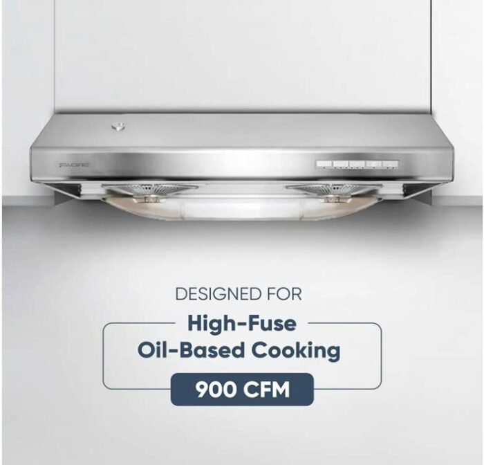 Pacific Kitchen Vent Hood AC30BS – 30 Inch Under Cabinet Range Hood – Filterless Modern Stainless Steel Hood Vent with 900 CFM Suction, Dual Fans