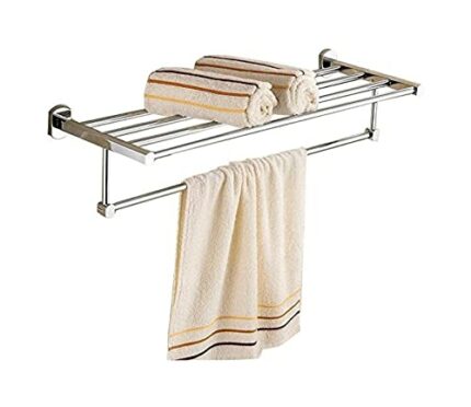 HIGOH Towel Rack Bathroom Double Layer Towel Racks Bathroom Hand Towel Holder Simplicity Towel Bar Shelf/Copper Bath Towel Rail Bathroom Accessor