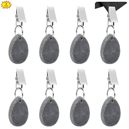 Yuehuabao 8 Pieces Marble Tablecloth Weights, Picnic Table Clips Table Cover Weights Hangers Gray Teardrop Tablecloth Weights with Stainless Stee