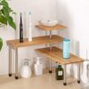 3 Tier Spice Rack with Hooks, Space Saving Organizer Corner Shelf, Free Standing Spice Racks, Adjustable Display Shelves for Kitchen storage, Sto