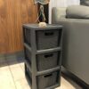 BranQ - Home essential Shelf in rattan design, plastic PP, anthracite, 29.5 x 24 x 48.7 cm