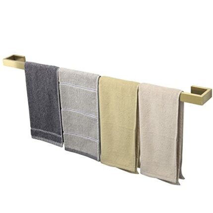 TocTen Bath Towel Rack - Square Base Thicken SUS304 Stainless Steel Towel Bar for Bathroom, Bathroom Bar Accessories Towel Rod Heavy Duty Wall Mo