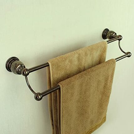 HIGOH Towel Racks, Towel Rail for Bathroom,Towel Bar,Bronze Full Copper Double Rod Hand Towel Holder,Bathroom Towel Rail