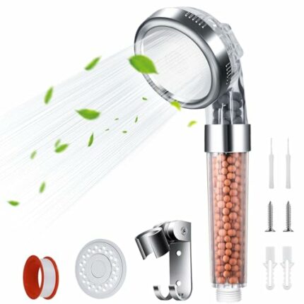 Shower Head High Pressure Handheld Powerful Rain Flow with Filter Beads Shower Heads for Hard Water 3 Spray Modes Water Saving Bathing Universal