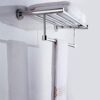 Towel Rack,Shelf Chrome 304 Stainless Steel Bath Towel Rail Perforated Towel Holder Simple Double-Layer Bathroom Rack Wall Mounted Towel Holder I