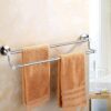 Bathroom Towel Rack Solid Copper and Chrome Towel Bar for Bathroom Mirror Glossy Double Rod Polishing and Plating Towel Hanger Holder Bathroom Sh