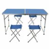 WJIN Outdoor Table, Outdoor Portable Foldable Camping Picnic Dining Table Set with 4 Chairs