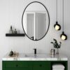 Black Oval Bathroom Mirrors - 20“ X 28” Metal Frame Wall Mirror Modern Wall-Mounted Mirrors