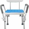 Bath Stools,Shower Stool Bath Seat Lightweight Aluminum Bath Chair with Armrests and Backrest Non-Slip Adjustable Height Elderly People with Disa