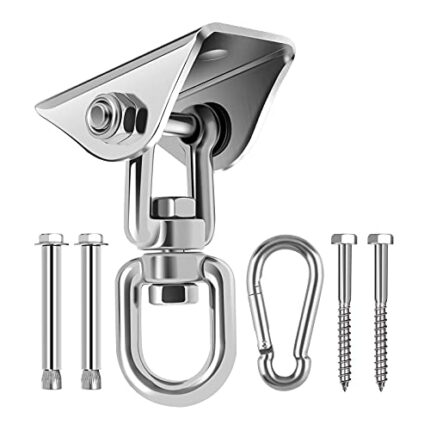 Awroutdoor Heavy Duty Swing Hangers Hooks, Stainless Steel 360°Swivel Hammock Hooks with Screws 450KG Capacity for Concrete Wooden Sets Playgroun