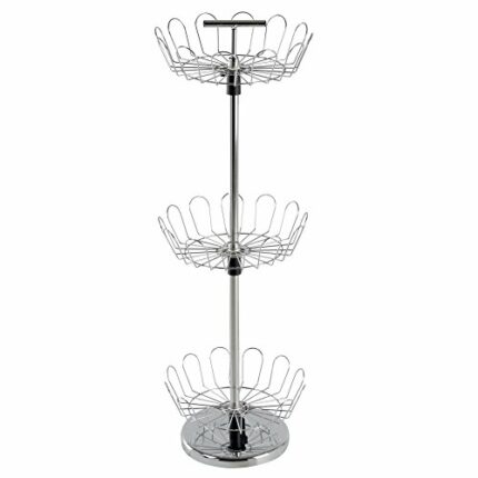 Lavish Home Three Tier Revolving Shoe Tree Orgainzer Rack with Chrome Finish