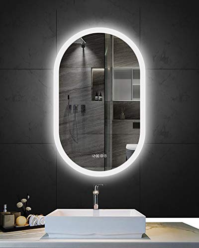 SkiPdr Wall Mounted Vanity Mirror with Lights, Dimmer And Defogger Crystal Clear & Shatterproof LED Bathroom Mirror, Used for Bathroom Bedroom Ma