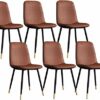 dining chair Kitchen Dining Room Furniture Chairs Dining Chairs Set Of 6 PU Leather Kitchen Chairs With Sturdy Metal Legs For Office Lounge Cafe