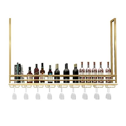 KEppd Wine Rack Wall Mounted - European Style Iron Hanging Wine Glass Rack Wine Rack Ceiling Decoration Shelf for Bars Restaurants Storage, Black