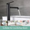 Black Bathroom Taps Countertop Basin Tall Faucet Washroom Sink High Rise Single Lever Mixer tap SHANFO MB01E-T
