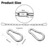 yeestone Heavy Duty Chain, 1m Metal Chain, Stainless Steel Chain with 2 Carabiners, Galvanised Chain for Swing, Bird Feeders, Billboards, Gate, B