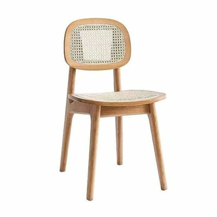 WALNUT Solid Wood Dining Room Chairs Household Rattan Woven Chair With Backrest Simplicity Durable