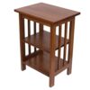 ARPHASLE End Table with Storage Shelf Basket, Narrow Bedside Table, Slim Coffee Tables, Solid Oak Wood,Classic Nightstand, Sofa Table for Living