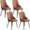 dining chair Kitchen Dining Room Furniture Chairs Dining Chairs Set Of 4,Kitchen Leather Chairs Iron Skeleton Adjustable Feet with Backrest Padde