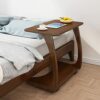 ZCMEB Rubber Solid Wood Sofa Side Table Removable C-shaped Bedside Bedside Table Living Room With Wheels Small Coffee Table (Color : Wit, Size :