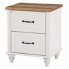 WAMPAT End Table, Wood Nightstand with 2 Drawers, Sofa Side Table with with Storage for Living Room, Mid Century Bedside Table for Bedroom, Antiq