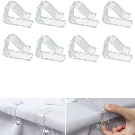 Yeesabella 8PCS Tablecloth Clips Picnic Table Cloth Holder Indoor Table Cover Clamps for Home Garden Wedding Party Clear Plastic