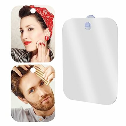 2PCS Shatterproof Shower Mirrors Portable Fogless for Shaving Unbreakable Acrylic Makeup Mirror with Removable Suction Cup Hook Bathroom Wall Han