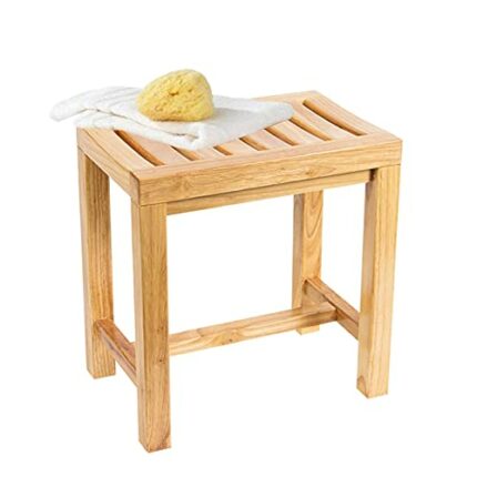 Shower/Bath Stools Wooden Shower Seat Bench for Bathroom Change Shoes Stool for Elderly/Disabled Curved Design Anti-Slip Chair for Shower,42X28X3