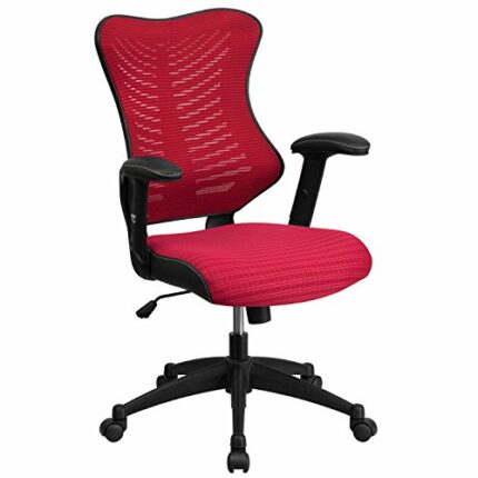 Flash Furniture Burg High Back Chair, Foam Nylon Steel, Burgundy Mesh, 42.75 x 25.75 x 25