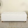 Button-Tufted Leather Storage Bench,Space-Saving Entryway Bench For Living Room Bedroom End Of Bed,Rectangle Upholstered,Light Brown,60X40X45Cm