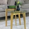 ASPECT Athena Nesting Table, Tempered Glass, Clear/Natural, 50x50x45 cm