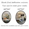 Black Oval Bathroom Mirrors - 20“ X 28” Metal Frame Wall Mirror Modern Wall-Mounted Mirrors