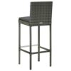 vidaXL Garden Bar Set 7 Piece with Cushions Outdoor Patio Terrace Backyard Furniture Dining Table and Chair Seating Poly Rattan Grey