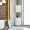 VERSANORA Teamson Home Wooden Bathroom Wall Cabinet, Corner Bathroom Cabinet, Removable Wall Cabinet, One Door and Interior Shelf, White, Glancy
