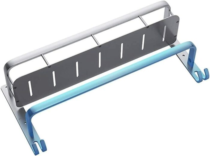 Large Towel Rack, Towel Shelf Bar Shower Organizer Modern Square Style Wall Mount Brushed Finish