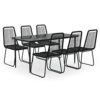 vidaXL Garden Dining Set 7 Piece Outdoor Seating Patio Furniture Dining Set Table and Chair Lounge Seat Dinner Table Armchair Black