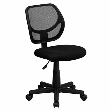 Flash Furniture Low Black Mesh Swivel Task Office Chair with Curved Square Back, Metall, Schwarz, 57.15 x 54.61 x 87.63 cm