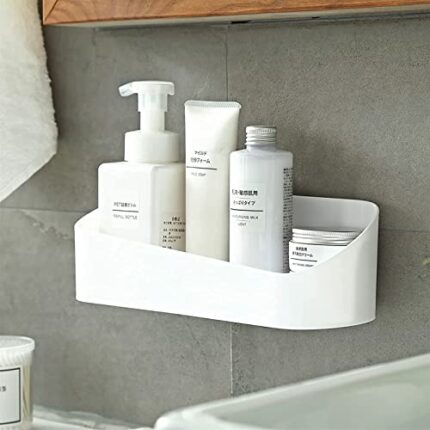 XMING Strong Adhesive Wall-mounted Plastic Non-perforated Wall Storage Rack In Bathroom Geometric Shape Bathroom Storage Rack(4 Pcs)