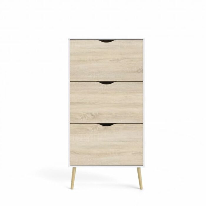 TJLSS 3-Drawer Shoe Accent Cabinet Oak Structure Shoe cabinet Home hallway shoe storage Shoe rack organizer