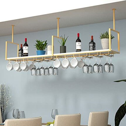 EYLINK Wall Mounted Wine Rack Ceiling Hanging Wine Rack/Plant Rack Roof Wall Hanging Rack European-Style Metal Wine Glass Rack Bar Kitchen Bedroo