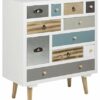 AC Design Furniture 63374 suwen Multi Drawer Chest, Pine Legs, Clear Coat, Set of 11, White