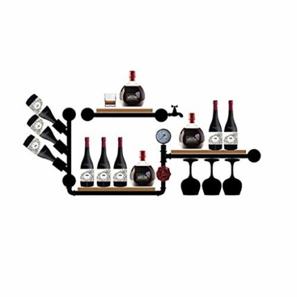 Wine rack Wrought Iron Loft Retro Industrial Wind Wall Wine Rack Wall-mounted Wine Rack Water Pipe Rack Goblet Holder Shelf (size: 120 × 60cm)