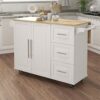 DINGZZ Kitchen Island Cart On Wheels,Rolling Kitchen Cart With Solid Wood Countertop And Spice Rack, Rolling Kitchen